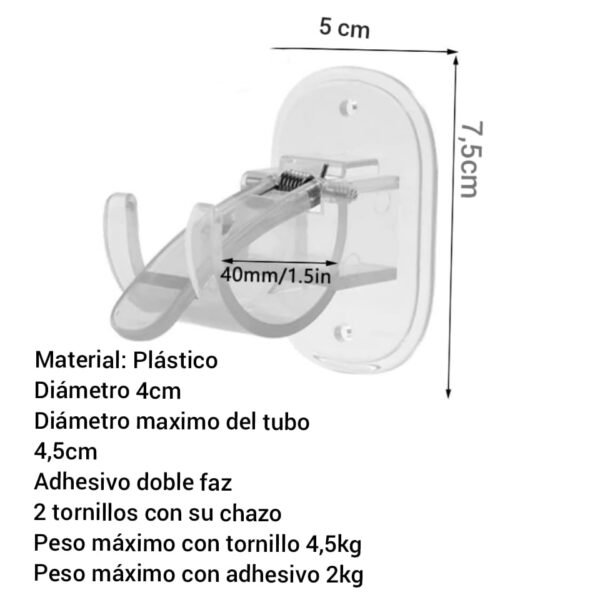 Soportes gancho adhesivos de barra de cortina doble instalación - Image 7