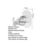 Soportes gancho adhesivos de barra de cortina doble instalación - Imagen 2