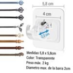 Soportes adhesivos gancho para tubo de cortina sin perforar - Imagen 2