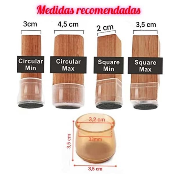 Protectores Antideslizantes para Patas de Muebles redonda L - Imagen 2