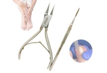 Kit podológico alicate punta recta más guiador. Corte seguro y preciso para uñas encarnadas. Acero quirúrgico, ergonómico y esterilizable.