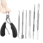 Set pedicura manicura limpieza uñas encarnadas con estuche. Kit portátil de acero inoxidable para cuidado profesional de manos y pies en casa.