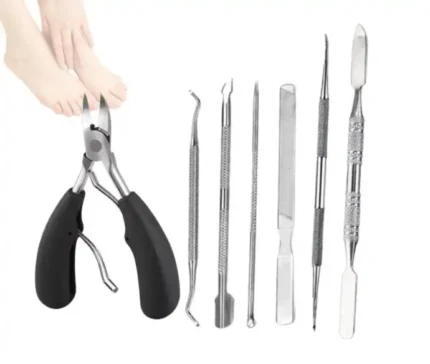 Set pedicura manicura limpieza uñas encarnadas con estuche. Kit portátil de acero inoxidable para cuidado profesional de manos y pies en casa.