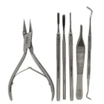 Kit profesional de podología para uñas encarnadas con herramientas de acero quirúrgico ideal para cuidado seguro y preciso en casa o clínica