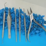 Kit profesional de podología para uñas encarnadas de acero quirúrgico Alicate punta 14mm, Guiador nuclear, Gubia, Cureta doble punta Pinza Adson, Guiador recto